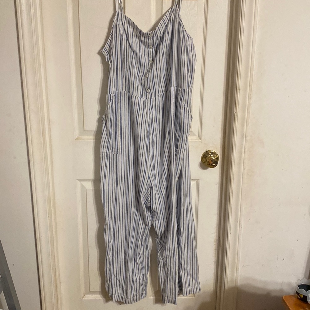 Old navy, size XXL, blue and white striped jumpsuit